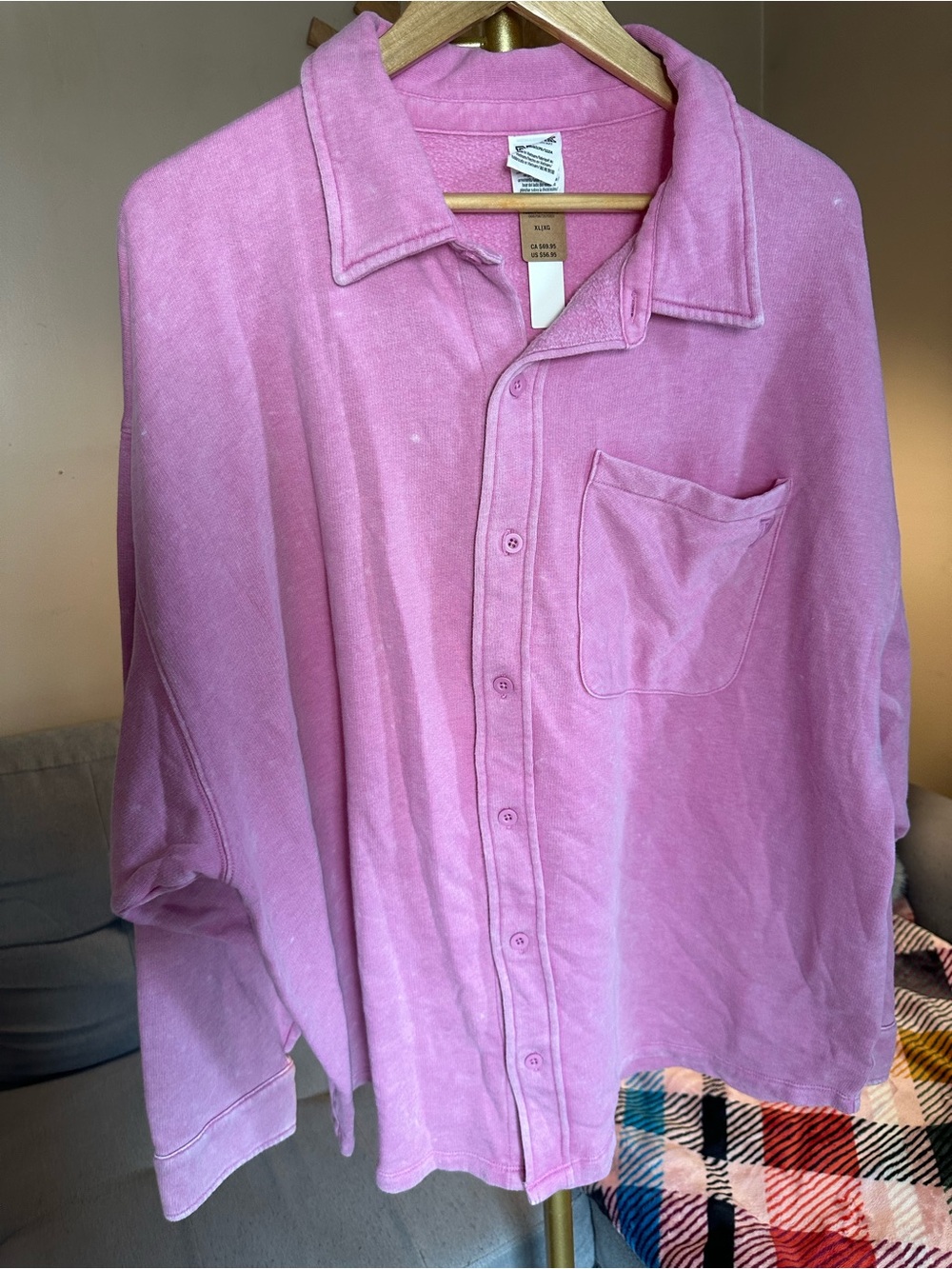 PINK Victoria's Secret Bubblegum Pink Button Up Shacket Shirt Jacket Sweatshirt